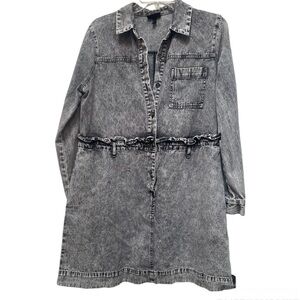 Who what wear Acid Wash Distressed Denim Shirt Dress Size Medium